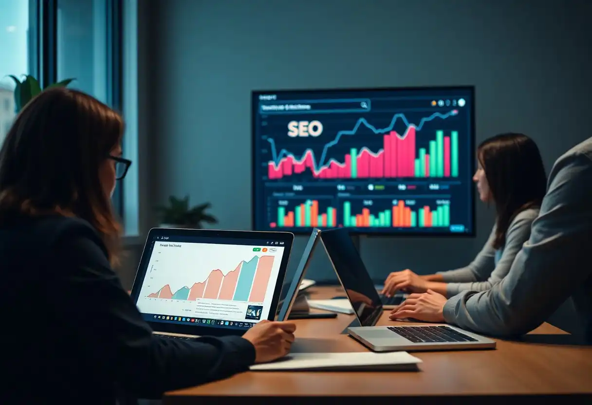 SEO benefits showing keyword ranking improvements and search visibility growth over time