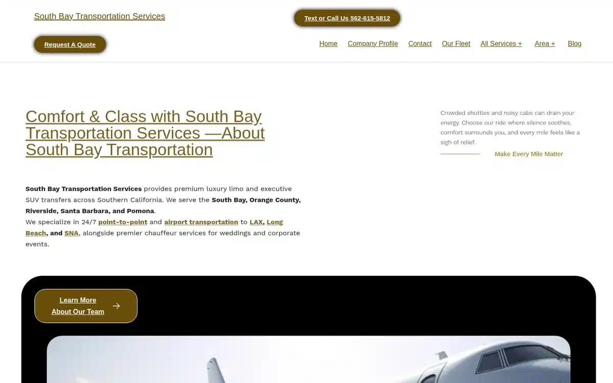 limousinesouthbay.com homepage