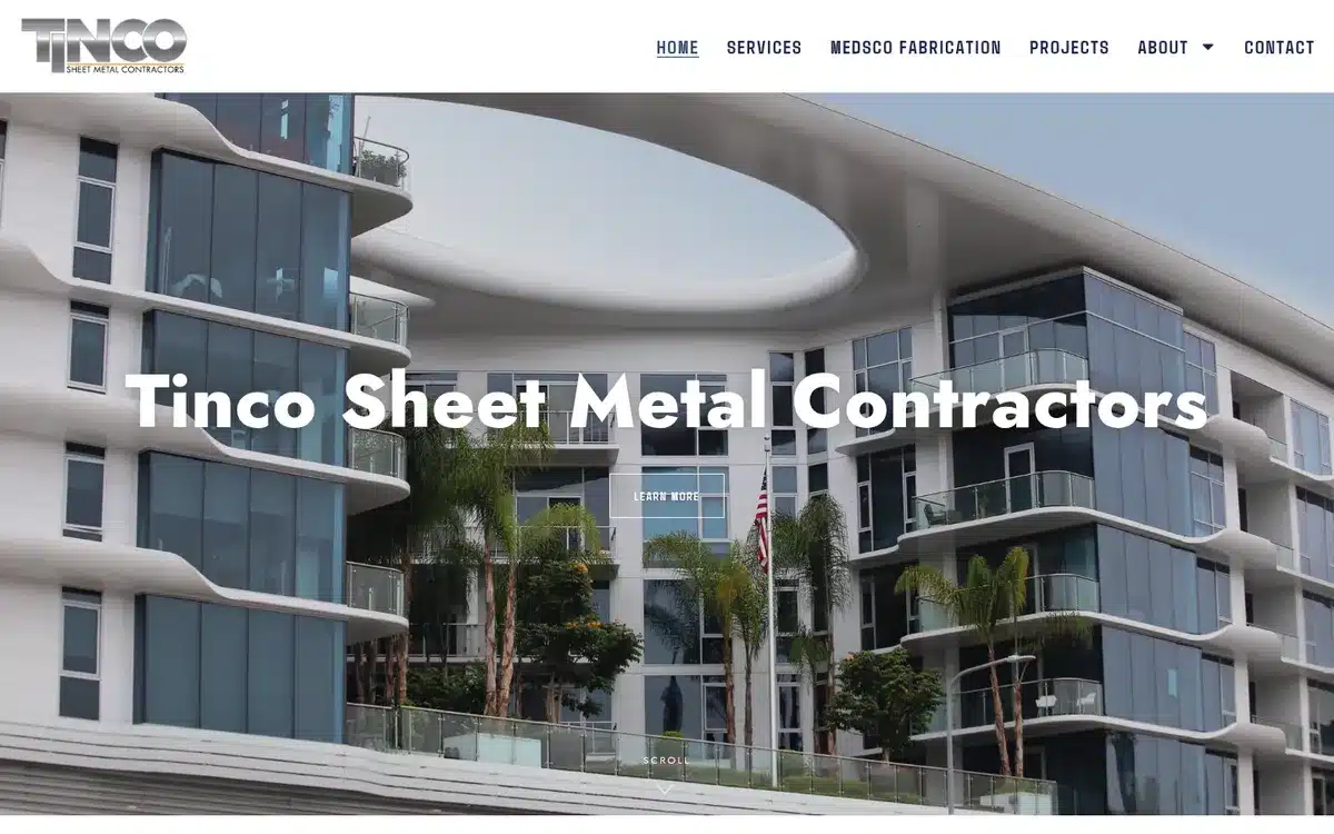 tincosheetmetal.com homepage